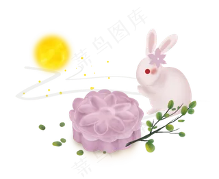 中秋节玉兔和月饼点心