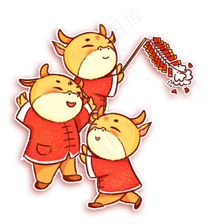 2021年牛年大吉放鞭炮金牛贺岁