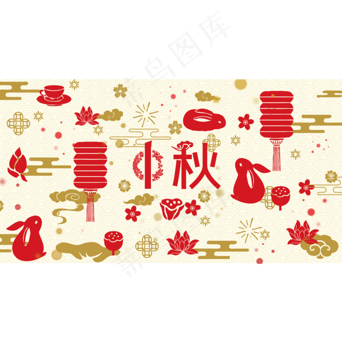 中秋红色金色横卡(2000X2000(DPI:300))psd模版下载