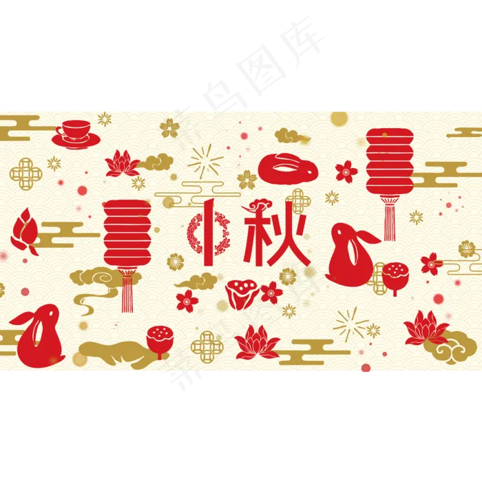中秋红色金色横卡(2000X2000(DPI:300))psd模版下载