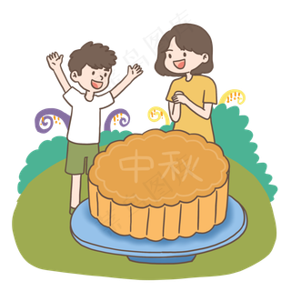 八月十五中秋节嫦娥玉兔吃月饼