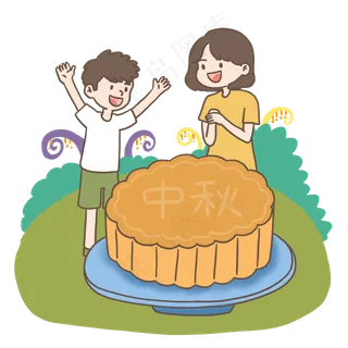 八月十五中秋节嫦娥玉兔吃月饼