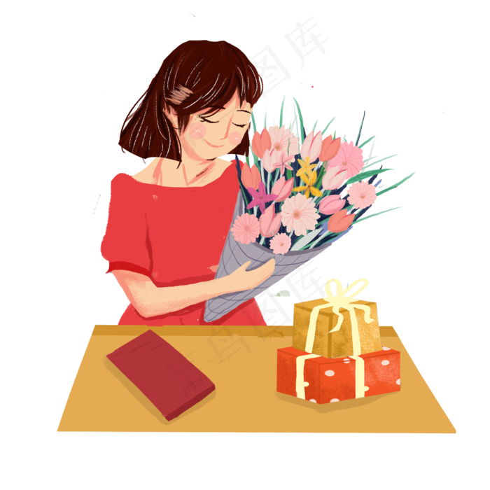 感恩教师节献花给老师png素材