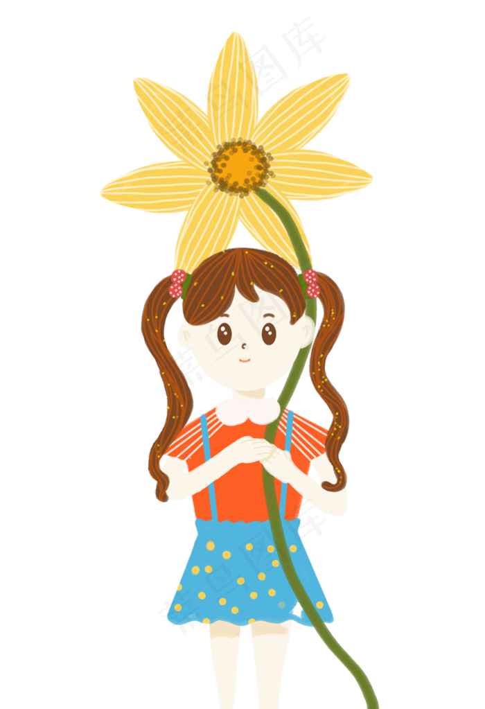秋天拿花的小女孩(2216X3239(DPI:300))psd模版下载