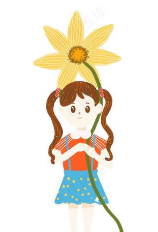 秋天拿花的小女孩