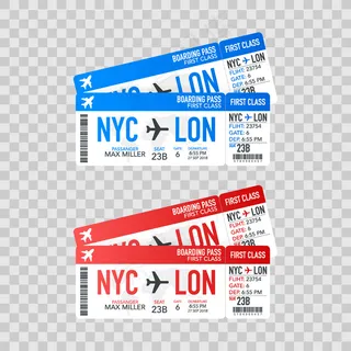航空公司登机牌旅行机票。