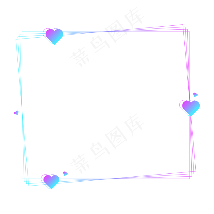 梦幻蓝紫七夕渐变爱心边框