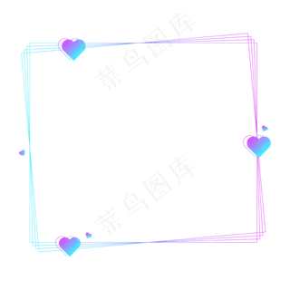 梦幻蓝紫七夕渐变爱心边框