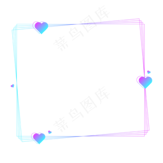 梦幻蓝紫七夕渐变爱心边框