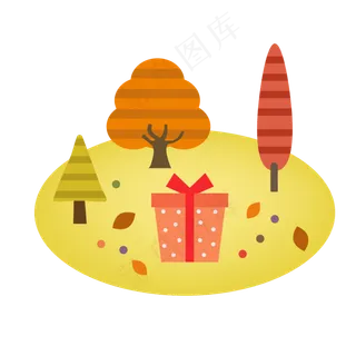 手绘风格秋季场景元素