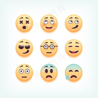 一组表情符号，白色背景上的表情符号，插图。