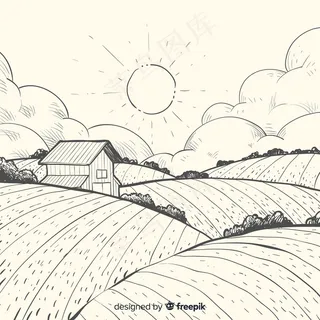 手绘农场景观