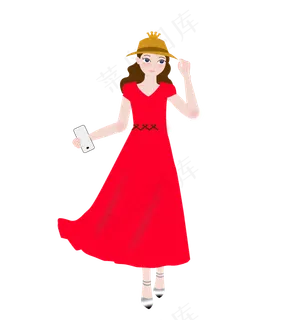 七夕节等待约会的美女png下载