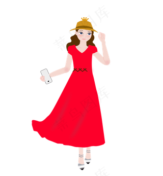 七夕节等待约会的美女png下载