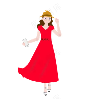 七夕节等待约会的美女png下载