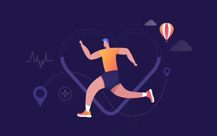 心跳心电图和跑步者。插图。eps,ai矢量模版下载