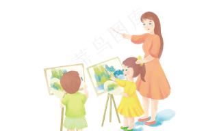 欢乐可爱师生写生