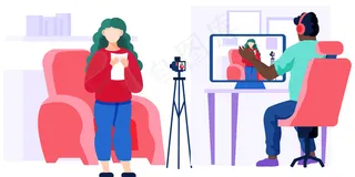 穿红毛衣的女孩站在椅子旁边