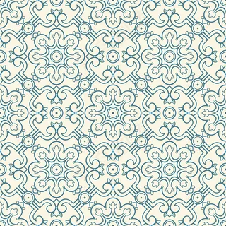 美丽的蓝色无缝复古花叶图案