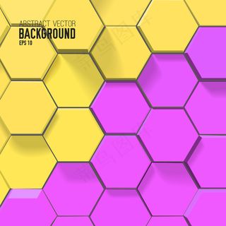 抽象马赛克背景，彩色连接六边形