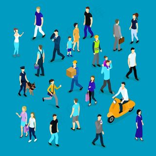 人群等轴测集合中的人