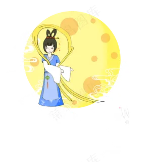 中秋嫦娥兔子云纹卡通可爱手绘