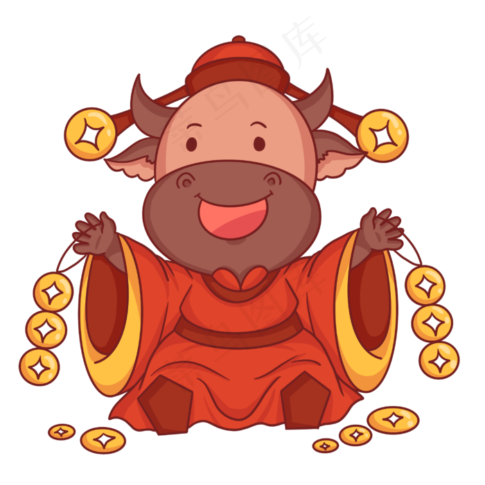 2021牛年金币财神牛(3000X3000(DPI:300))psd模版下载