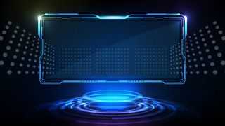 蓝色发光科技的抽象未来背景科幻框架hud ui