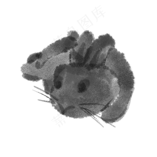 水墨水彩中秋节可爱布偶兔