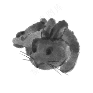 水墨水彩中秋节可爱布偶兔