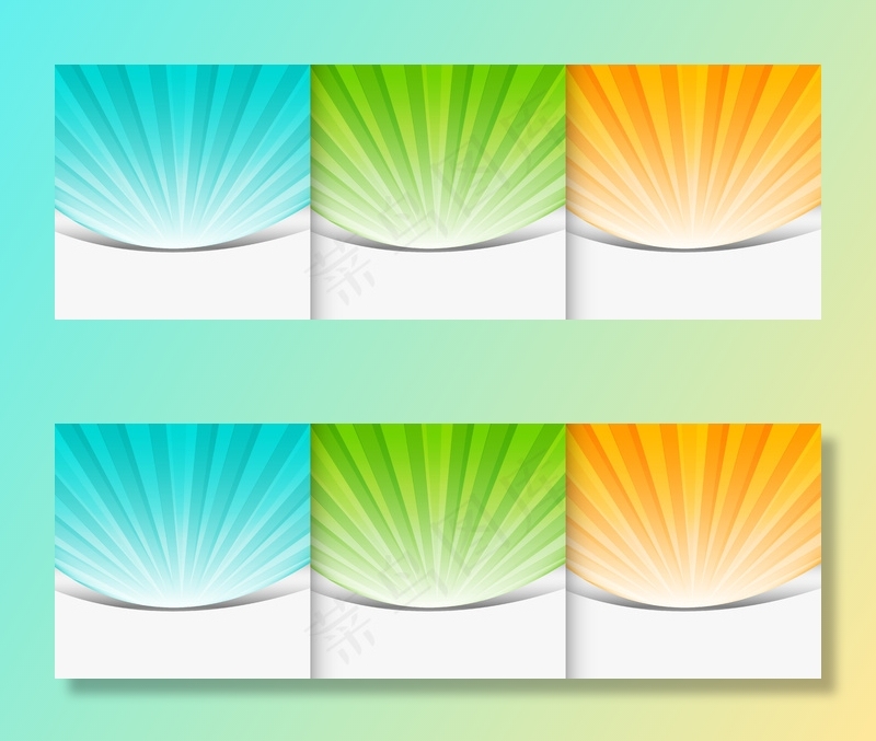 三色Sunbutst背景演示集eps,ai矢量模版下载
