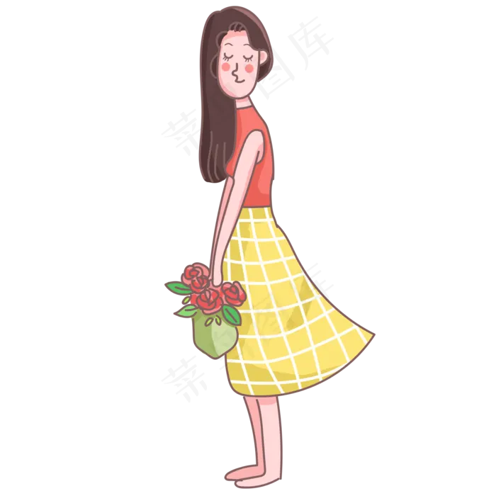 七夕情人节玫瑰花女孩裙子浪漫可(2000X2000(DPI:150))psd模版下载