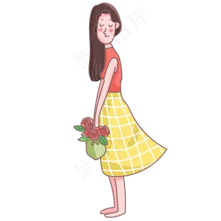 七夕情人节玫瑰花女孩裙子浪漫可