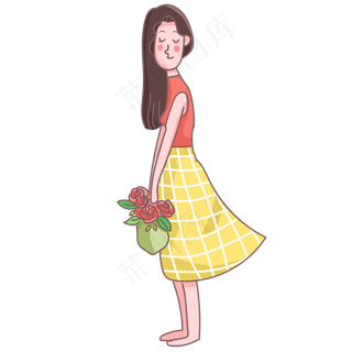 七夕情人节玫瑰花女孩裙子浪漫可