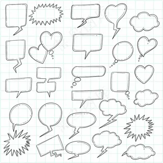 美丽的手绘草图语音气泡集设计