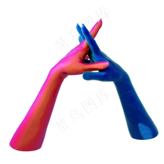 蒸汽波风格握紧的手png图