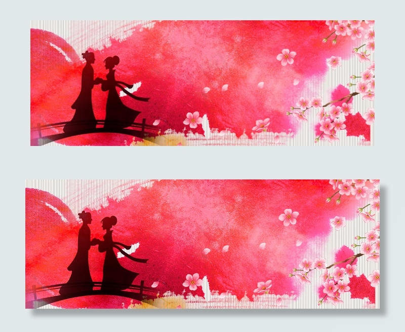 彩色水墨创意七夕节背景