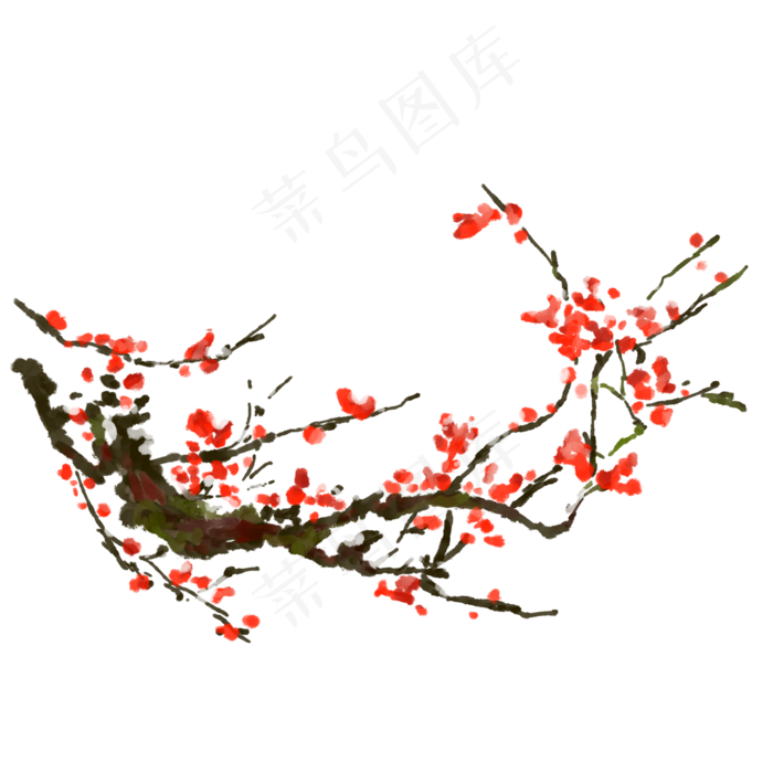 中国风冬天腊梅红色免抠(2000X2000)psd模版下载