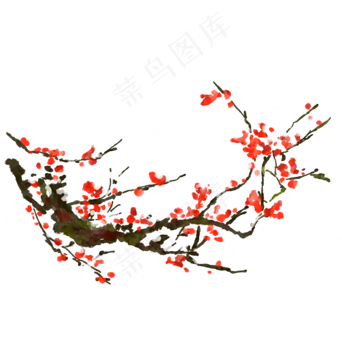 中国风冬天腊梅红色免抠(2000X2000)psd模版下载