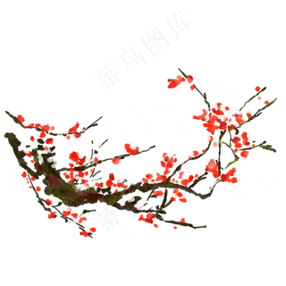 中国风冬天腊梅红色免抠