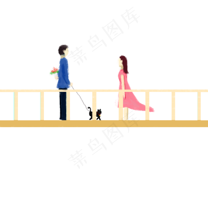 卡通情侣约会元素