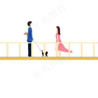 卡通情侣约会元素