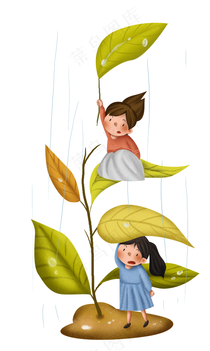 秋天叶子下避雨的女孩(4066X6780(DPI:300))psd模版下载