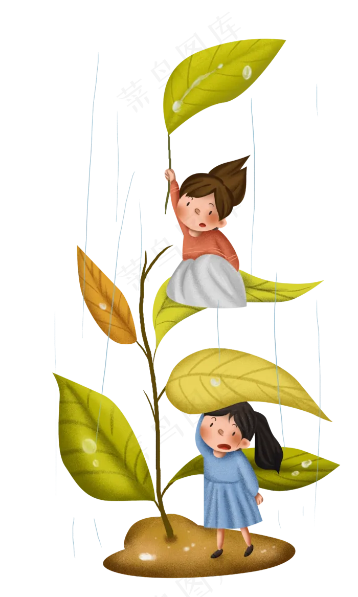 秋天叶子下避雨的女孩(4066X6780(DPI:300))psd模版下载