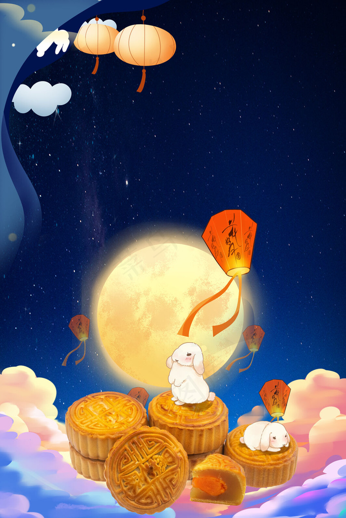 中秋节日质感背景12