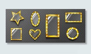 复古镜、金灯框玻璃、好莱坞经典广告牌边框