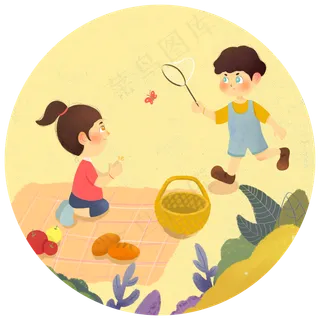 秋日少男少女草地野餐扑蝶捕捉P