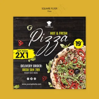 比萨餐厅广场宣传单,DM传单配照片
