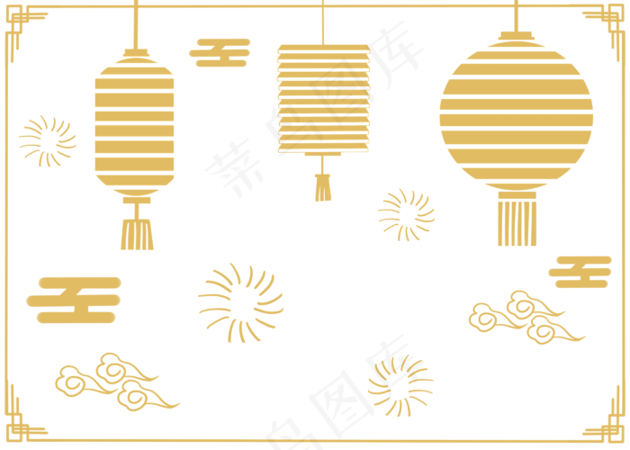 中式金色灯笼边框(2800X2000(DPI:299))psd模版下载