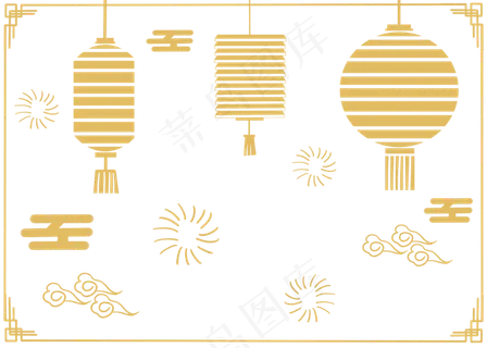 中式金色灯笼边框